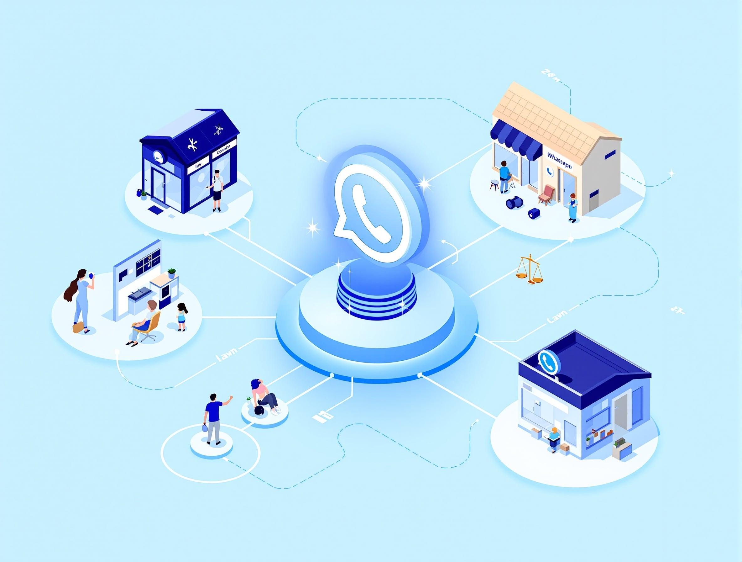 Verschiedene Branchen verbunden über den CashVantagex WhatsApp-Hub